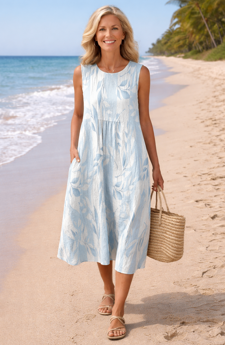 Joy | Robe Midi à Motif Feuillage