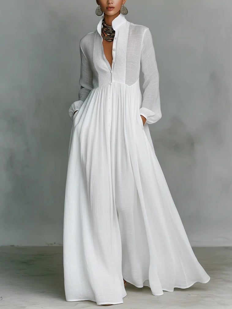 Léonie™ | Abito Maxi Minimalista con Collo Alto